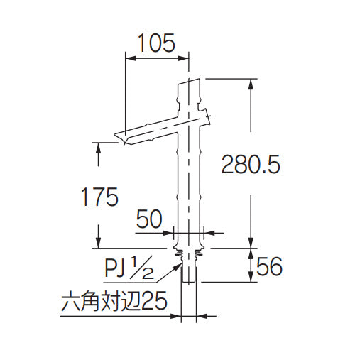 洗面用蛇口 竹里[台][単水栓][自閉立水栓][スパウト105mm][吐水口高さ175mm][トール][枯竹][一般地]
