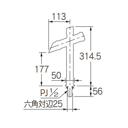 洗面用蛇口 竹里[台][単水栓][自閉立水栓][スパウト105mm][吐水口高さ177mm][枯竹][一般地]
