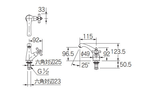 洗面用蛇口 鳥[台][単水栓][立水栓][吐水口高さ97mm][一般地]