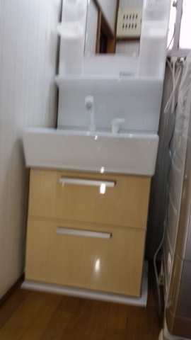 洗面化粧台交換工事　埼玉県所沢市　LSAB-64AWN-EF