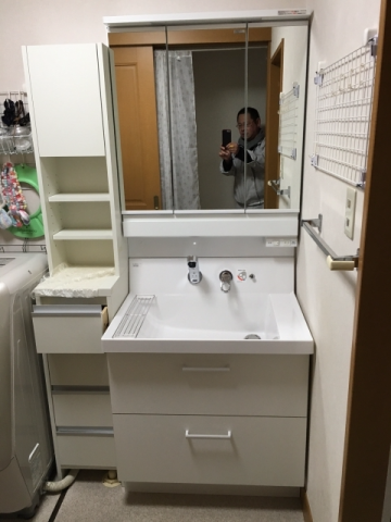 洗面化粧台交換工事　岐阜県不破郡垂井町　AR1FH-755SY-VP1