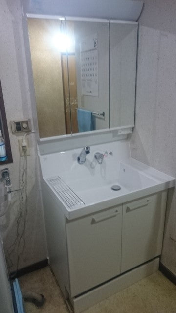 洗面化粧台交換工事　神奈川県逗子市　AR1N-755SY-K-VP1