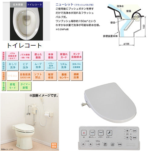 簡易水洗トイレセット ニューレット+サンウォッシュ[紙巻器付][リモコンタイプ][寒冷地][ラブリーホワイト]
