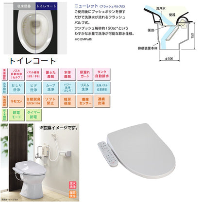 簡易水洗トイレセット ニューレット+サンウォッシュ[紙巻器付][袖付きタイプ][脱臭機能][一般地][ラブリーホワイト]
