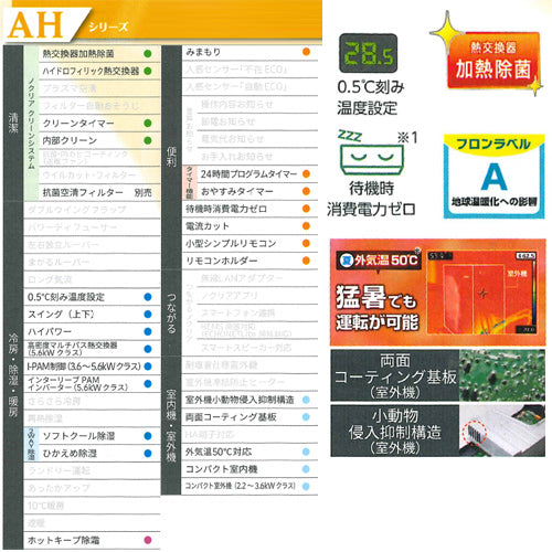 [在庫限り]【台数限定】【SALE】ルームエアコン[AHシリーズ][100V][12畳][3.6kW][ノクリア][2025年モデル]