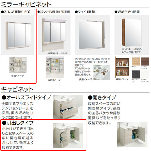 洗面化粧台セット ラクトワ[間口1150mm][高さ2300mm][引出しタイプ][シャワー付シングルレバー水栓][3面鏡][スリムLED][アンダーパネル][ウォールキャビネット][トールキャビネット][一般地]