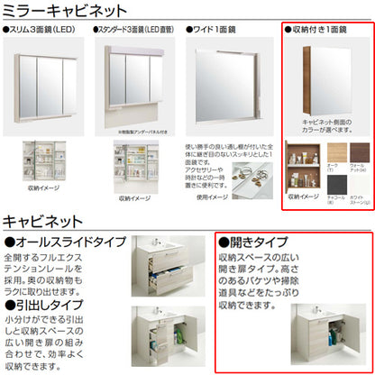 洗面化粧台セット ラクトワ[間口900mm][高さ1800mm][開きタイプ][ウルトラファインバブルシングルレバー水栓][1面鏡][照明なし][マグネットパネル][一般地]