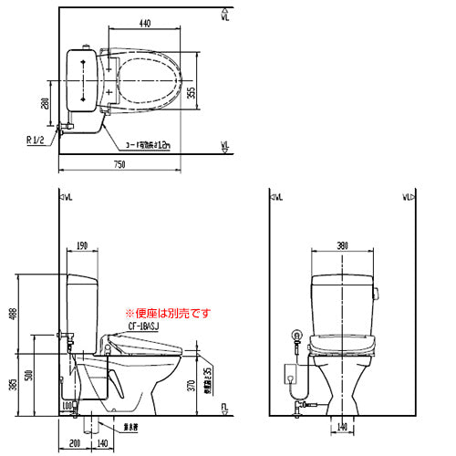 組み合わせトイレ LN便器[床:排水芯200mm][手洗い無し][組み合わせ便器][標準サイズ][一般地]