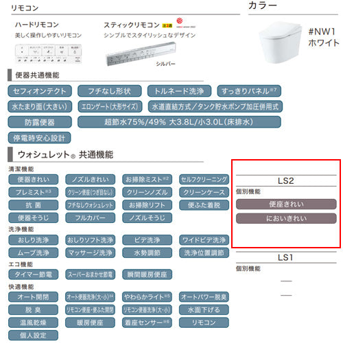 タンクレストイレ ネオレストLSタイプ[LS2][床:排水芯305～540mm][給水:露出][タンクレス便器][寒冷地(ヒーター付便器・水抜併用方式)]