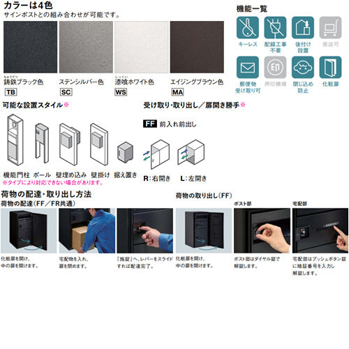 宅配ボックス コンボマルチ[ボックスのみ][前入][前出][FF][ミドルハーフタイプ][1ボックス]