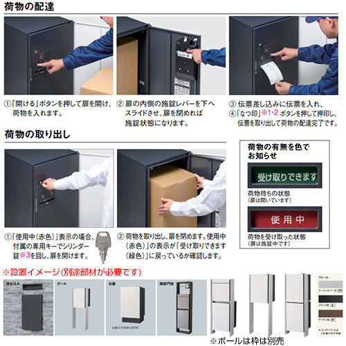 宅配ボックス コンボフラット[ボックスのみ][前入][前出][FF][シリンダー鍵][押印機構あり][ミドルタイプ]