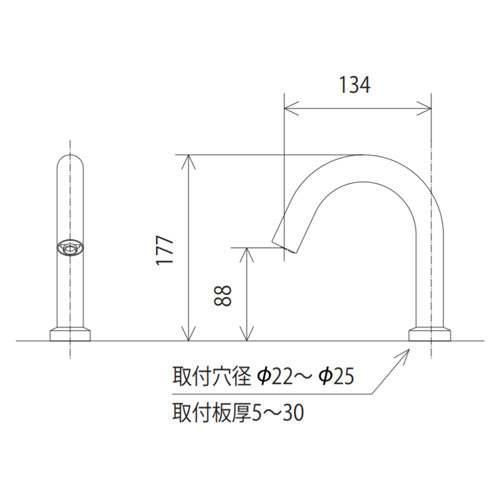 ●洗面用蛇口 E1700シリーズ[台][センサー水栓][自動水栓][単水栓][AC100V][ロングタイプ][吐水口高さ177ミリ][マットブラック][一般地]