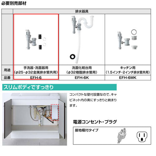 即湯システム[1L][手洗器・洗面器用][排水金具セット]