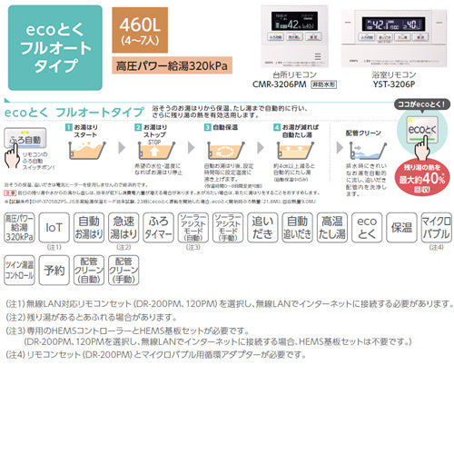 ♪【10年保証付】【工事費込】【近畿エリア限定】エコキュート[フルオート][460L][角型][パワフル高圧][ecoとく][一般地][無線リモコン脚部カバー][スマイル10]