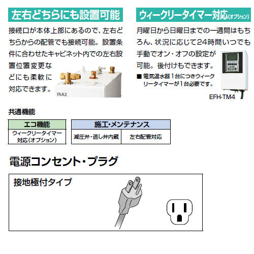 小型電気温水器 ゆプラス[床置設置][ミニキッチン用][コンパクトタイプ][排水器具セット][100V][12L][わきあげ温度:約60度/85度切替][ネジ径50A(2インチ)・ネジ径40A(1.5インチ)排水管共用]