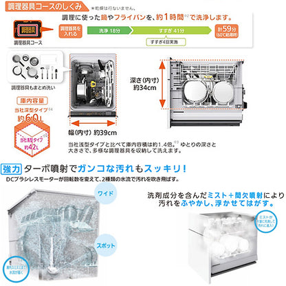 ビルトイン食洗機[新設用][スライドオープンタイプ][ドア面材型][深型][幅45cm][奥行65cm][約6人用][ステンレスシルバー]