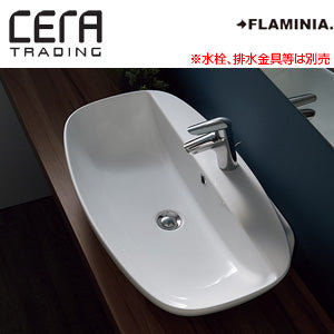 洗面器単品[フラミニア社][ヌーダスリム][ベッセル式][楕円形][760×445][水栓取付穴径:φ35][中央1ヶ所][ホワイト]