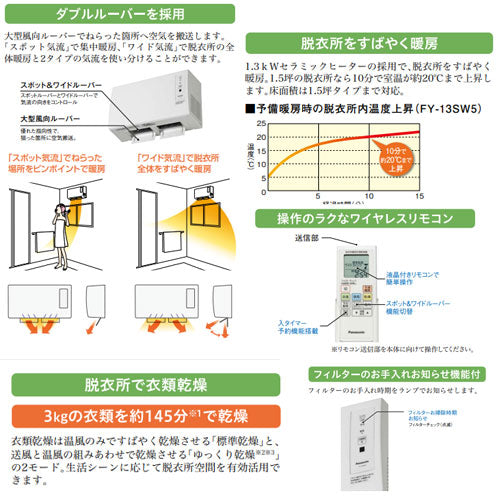 脱衣所暖房衣類乾燥機[電気式][局所換気専用][壁取付形][1室用][100V]