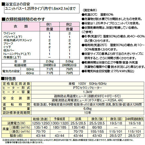 ●バス換気乾燥機[電気式][天井埋込型][常時換気機能付][1室用][100V]