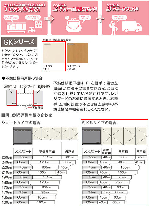 ●吊戸棚 パッとりくんGK[ミドル(高さ70cm)][間口90cm][アイボリー]