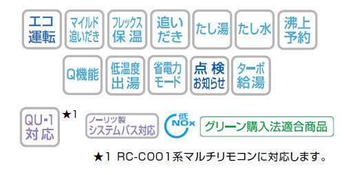 ガスふろ給湯器[エコジョーズ][浴室・台所リモコンセット][屋外壁掛型][PS設置型][前面排気][オート][スリム][16号][15A][都市ガス]