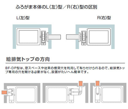 ガスふろがま[給排気管セットB][側方給排気用][バランス釜][浴室内設置][5.9号][シャワー付][左型][プロパンガス]