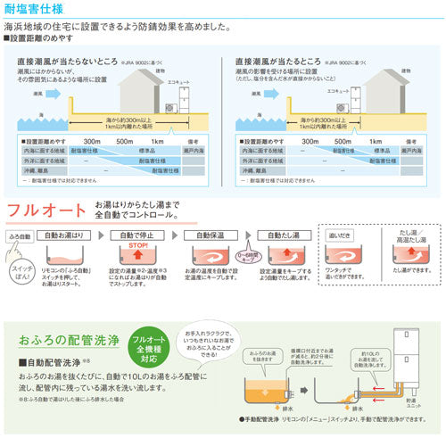 ♪♪【10年保証付】【工事費込】エコキュート[フルオート][300L][ローボディ][Cシリーズ][標準圧][一般地][耐塩害仕様][スマイル10]