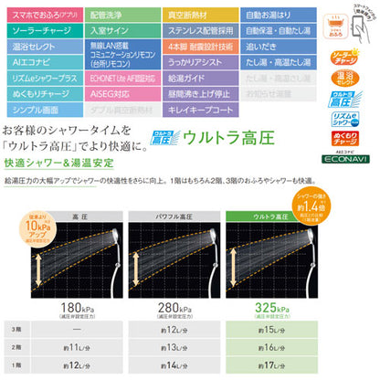 ♪【10年保証付】【工事費込】エコキュート[フルオート][370L][角型][Fシリーズ][ウルトラ高圧][寒冷地][スマイル10]