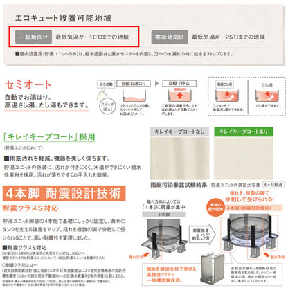 ♪【10年保証付】【工事費込】エコキュート[セミオート][370L][角型][標準圧][Jシリーズ][一般地][スマイル10]