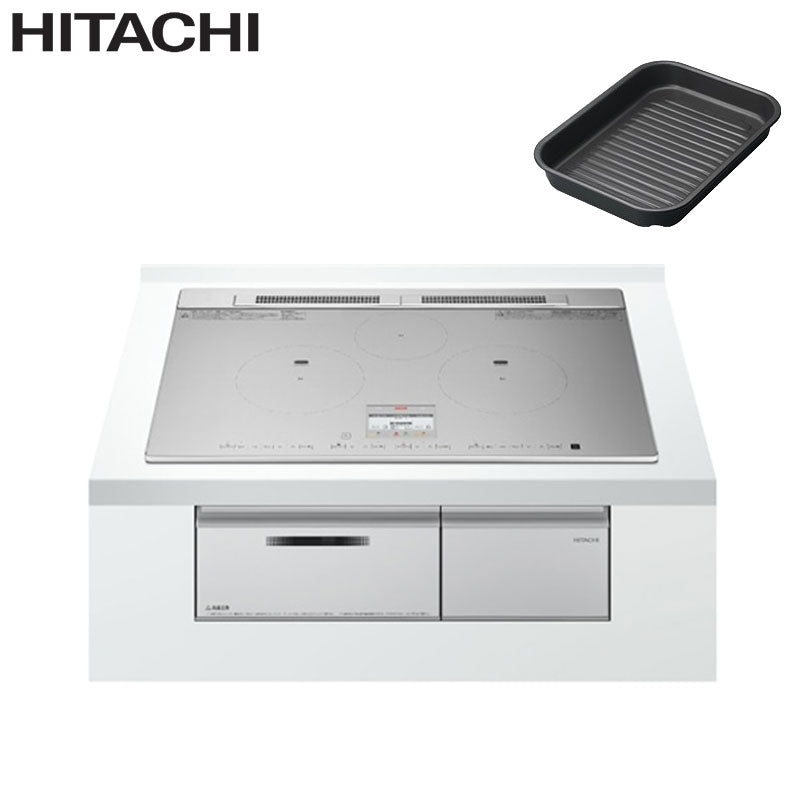 IHクッキングヒーター N8ATシリーズ[75cm][3口IH][マルチグリル][シルバー][鉄・ステンレス対応][30A][単相200V][ラク旨グリル]