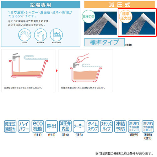 石油給湯器[本体+FF用給排気筒付属][給湯専用][手動][減圧式][屋内据置型][上方排気][強制給排気][4万キロ]