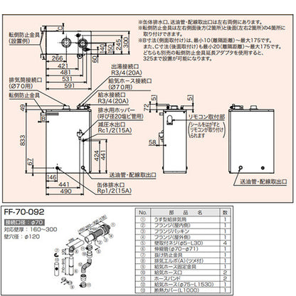 石油給湯器[本体+FF用給排気筒付属][給湯専用][手動][減圧式][屋内据置型][上方排気][強制給排気][4万キロ]