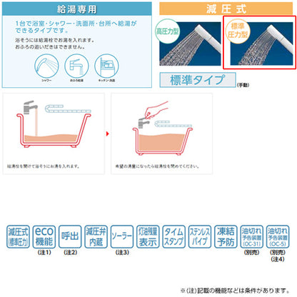 石油給湯器[本体のみ][給湯専用][手動][減圧式][屋外据置型][前面排気][3万キロ][ステンレス外装]