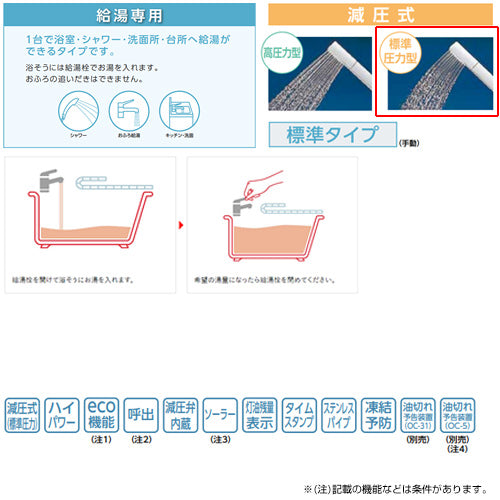 石油給湯器[本体のみ][給湯専用][手動][減圧式][屋外据置型][前面排気][4万キロ][ステンレス外装]