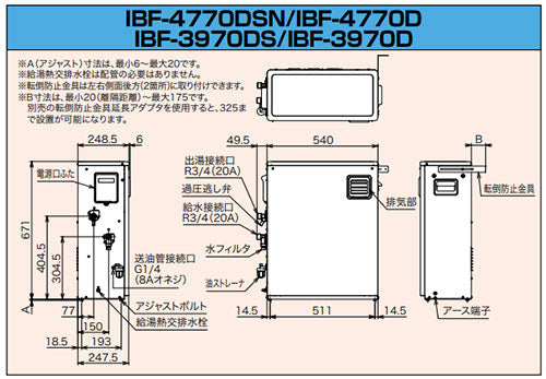 石油給湯器[本体のみ][給湯専用][オートストップ][お知らせ][水道直圧式][屋外据置型][前面排気][4万キロ][ステンレス外装]