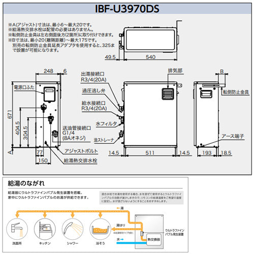 石油給湯器[本体のみ][ウルトラファインバブル][給湯専用][手動][お知らせ][水道直圧式][屋外据置型][前面排気][3万キロ][ステンレス外装]