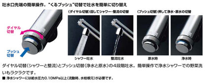 キッチン用蛇口 AJタイプ[台][浄水器内蔵シングルレバー混合水栓][分岐形][エコハンドル][ホース引出し式][吐水口243mm][一般地]