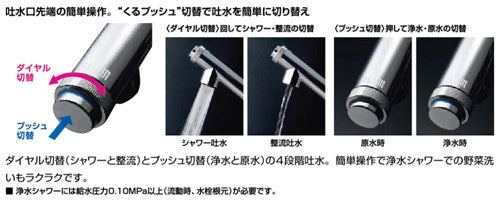 キッチン用蛇口 AJタイプ[台][浄水器内蔵シングルレバー混合水栓][分岐口付][エコハンドル][ホース引出し式][吐水口243mm][寒冷地]