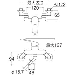 洗濯機用蛇口[壁][シングルレバー混合栓][洗濯機用水栓][ストッパー付][寒冷地]
