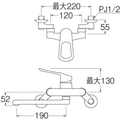 キッチン用蛇口[壁][シングルレバー混合水栓][エコ位置クリック][スパウト190mm][寒冷地]