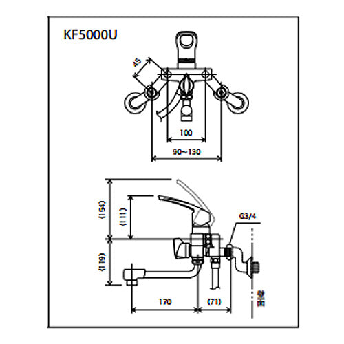 浴室用蛇口[壁][浴槽・洗い場兼用][KF5000Uシリーズ][シングルレバー浴室用蛇口[壁]][一般地]