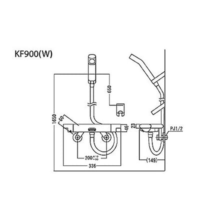 浴室用蛇口[壁][洗い場専用][サーモスタット付シャワーバス混合水栓][めっき仕様][一般地]