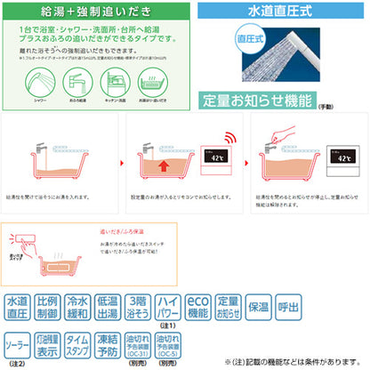 石油ふろ給湯器[本体+FF用給排気筒付属][給湯+強制追いだき][水道直圧式][屋内壁掛型][上方排気][強制給排気][右排気][3万キロ]