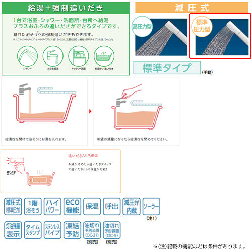 石油ふろ給湯器[浴室・台所リモコン付属][給湯+追いだき][手動][減圧式][屋外設置型][屋内据置型][4万キロ][ステンレス外装]