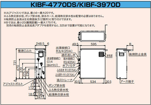 石油ふろ給湯器[浴室・台所リモコンセット][給湯+追いだき][手動][お知らせ][水道直圧式][屋外据置型][前面排気][4万キロ][ステンレス外装]