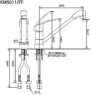 キッチン用蛇口[台][シングルレバー混合水栓][流し台用][上施工タイプ][NSFシャワー][首振りシャワーヘッド][一般地]