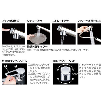 キッチン用蛇口[台][シングルレバー混合水栓][ホース引出式][スパウト250mm][一般地]