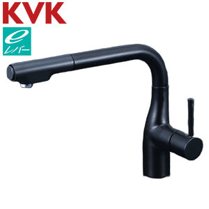 キッチン用蛇口[台][シングルレバー式シャワー付混合栓][水受けトレー付][eレバー][マットブラック][寒冷地]