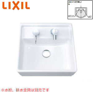 洗面器単品[ベッセル式][壁掛式][角形][380×380][水栓取付穴径:φ27][右側1ヶ所]