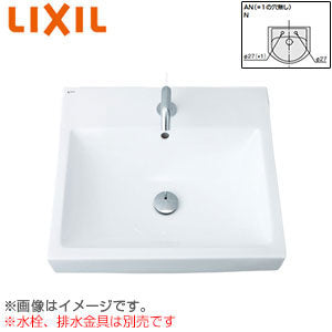 洗面器単品[ベッセル式][角形][480×500][水栓取付穴径:φ27][2ヶ所]